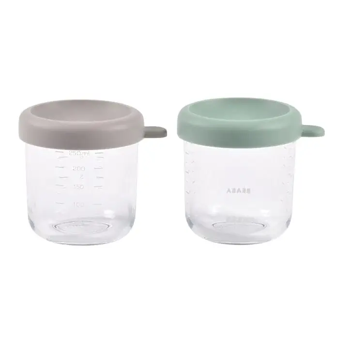 Beaba Bebek Cam Mama Saklama Kavanozu 2Li Set, 250 Ml Sage Green / 250 Ml Gazelle