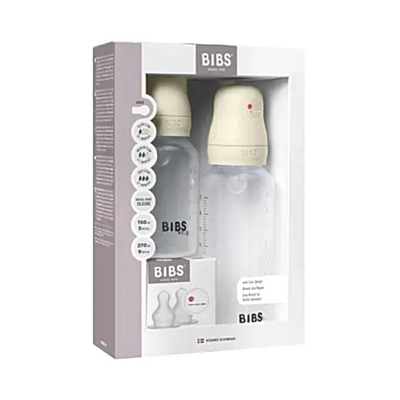 Bibs İkili Silikon Biberon Seti Ivory 150 ml - 270  ml Ekru