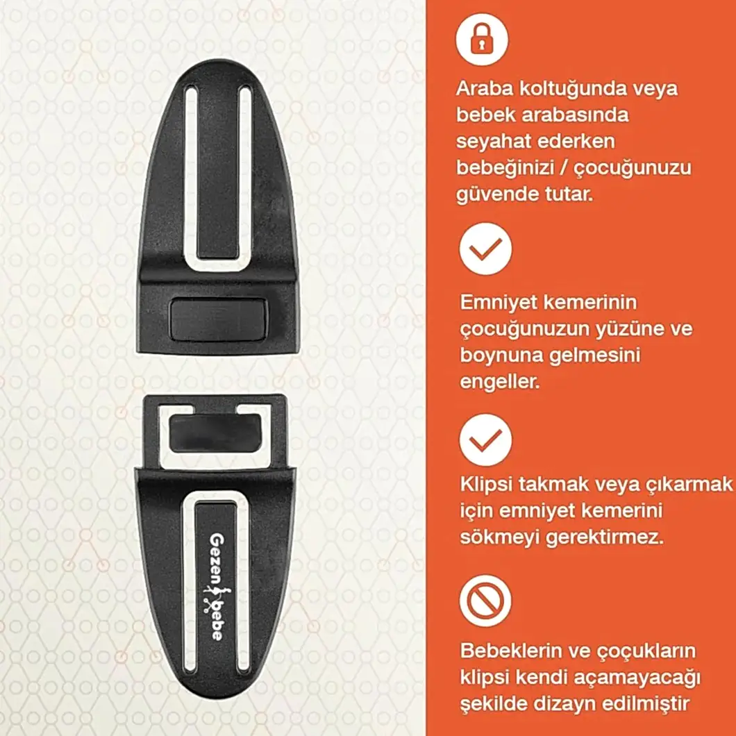Gezenbebe Bebek Emniyet Kemer Klipsi Black STD