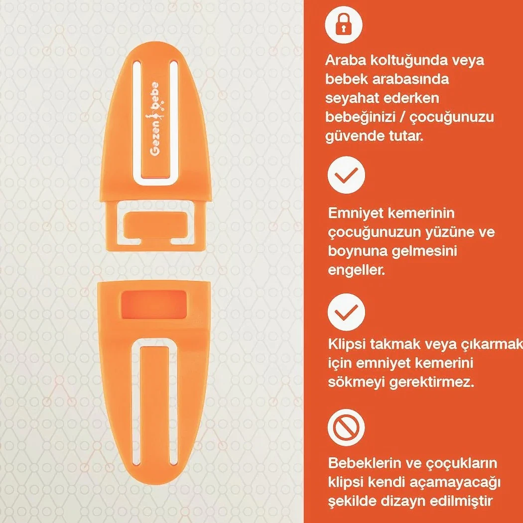 Gezenbebe Bebek Emniyet Kemer Klipsi Orange STD