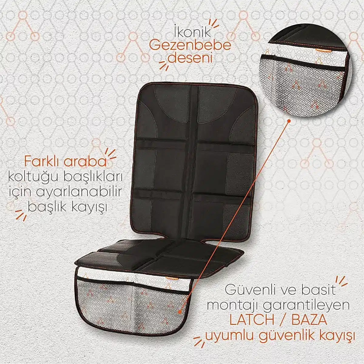 Gezenbebe Kalın Pedli Araba Koltuk Koruyucu