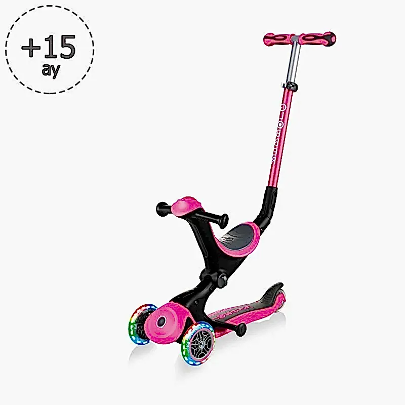 Globber Go Up Deluxe Işıklı Scooter Pembe