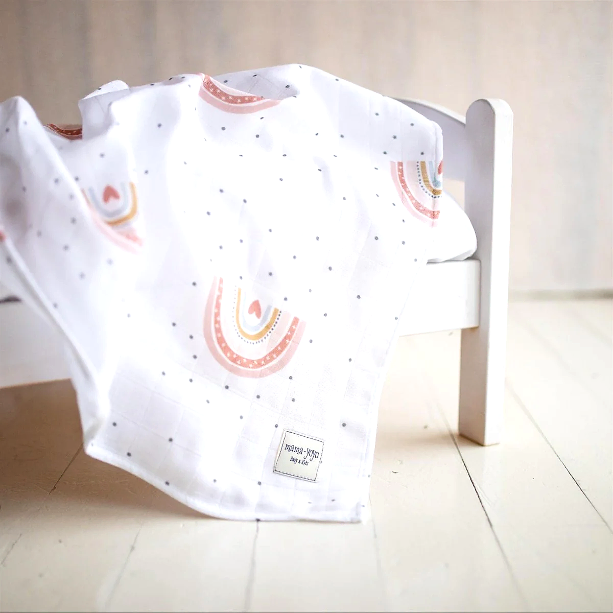 Mama Yoyo New Rainbow -Ağız Bezi Hediyeli Çok Amaçlı Organik Müslin Örtü 100X100