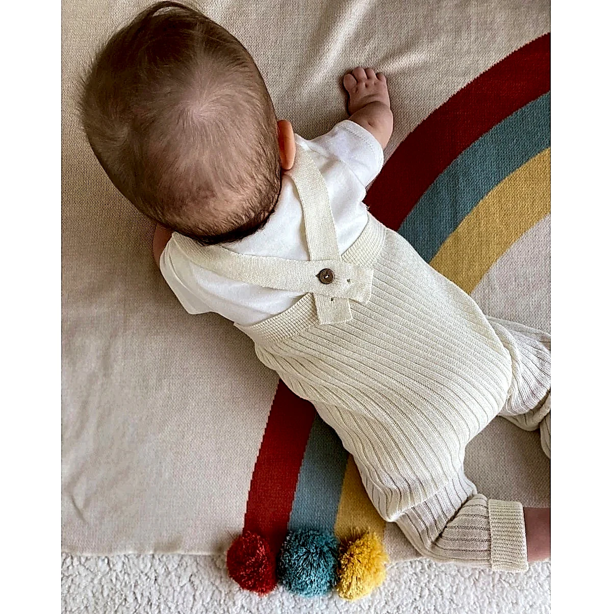 Mama Yoyo Organik İnce Bebek Triko Battaniye Rain-Pompom 80*100