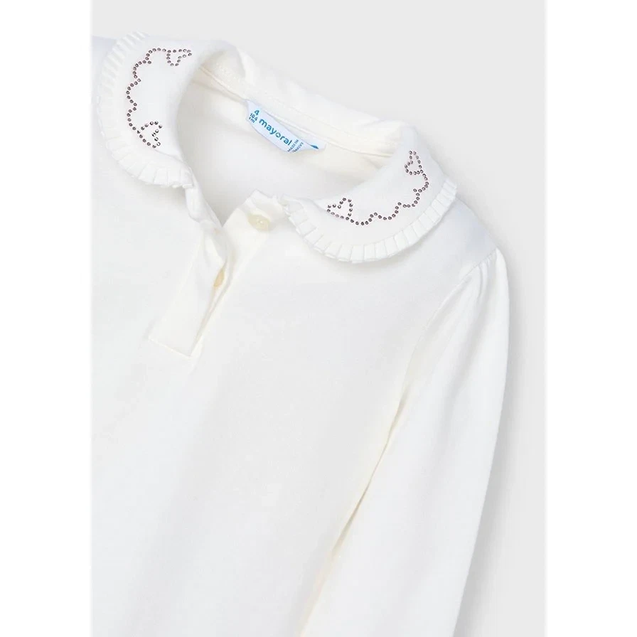 Mayoral Kışlık Kız Basic Uzun Kol Bluz Ekru