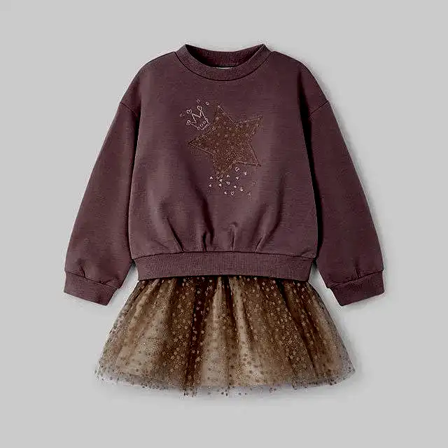 Mayoral Kışlık Kız S-shirt Etek Set Pembe