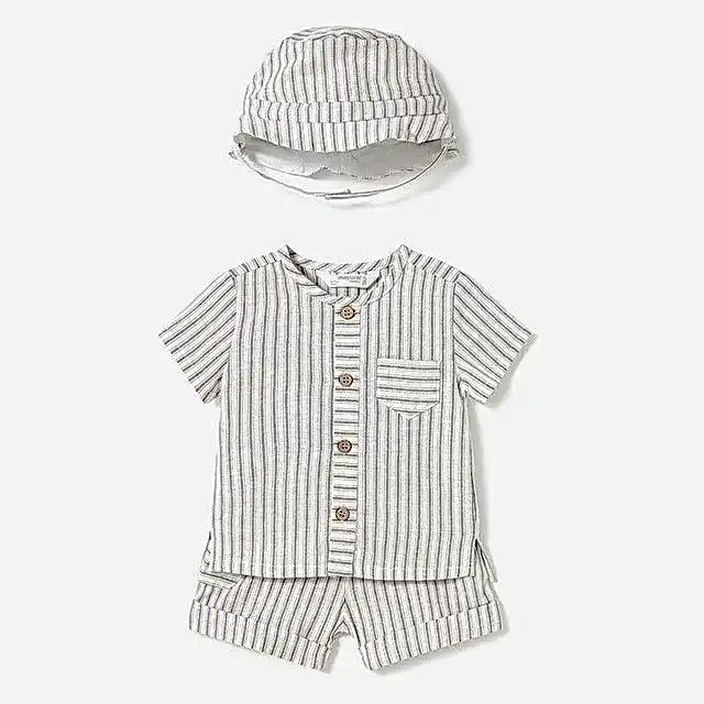 Mayoral Yazlık Erkek Bebek Gömlek Şort 3'lü Set Ekru