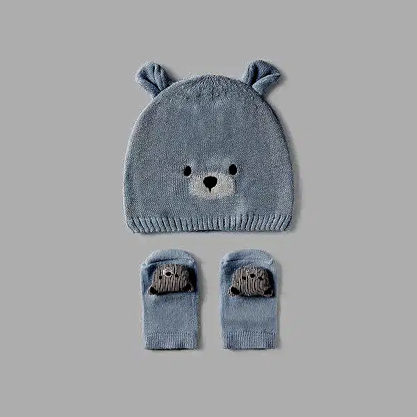 Mayoral Yazlık Erkek Bebek Örme Şapka Çorap Set Mavi