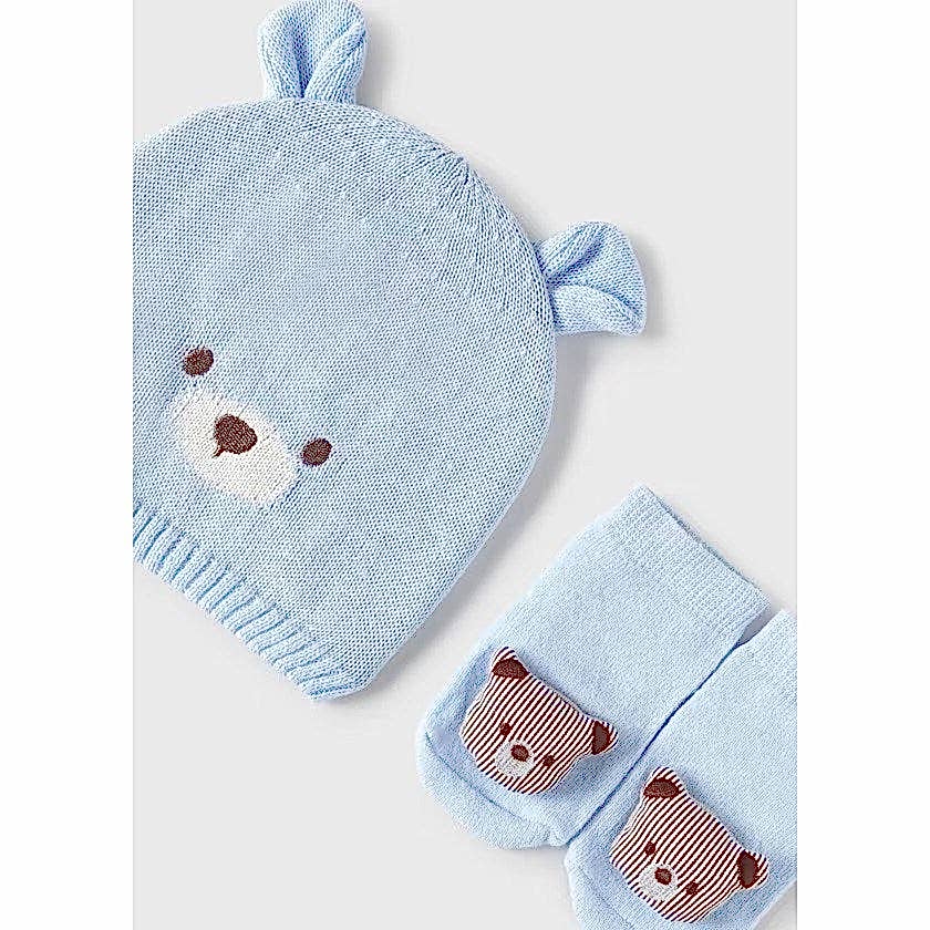Mayoral Yazlık Erkek Bebek Örme Şapka Çorap Set Mavi