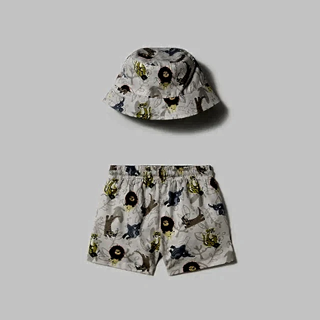 Mayoral Yazlık Erkek Bebek Şort Mayo Şapka Set Bej