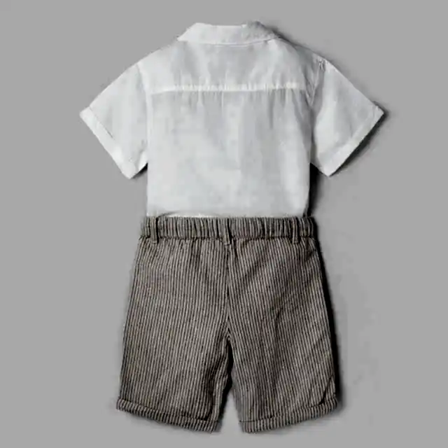 Mayoral Yazlık Erkek Gömlek Kumaş Bermuda Set Ekru