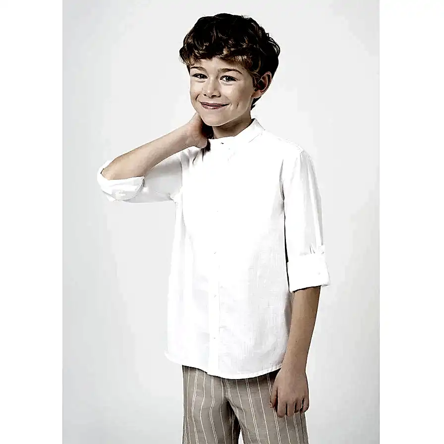 Mayoral Yazlık Erkek Hakim Yaka Uzun Kol Gömlek Beyaz