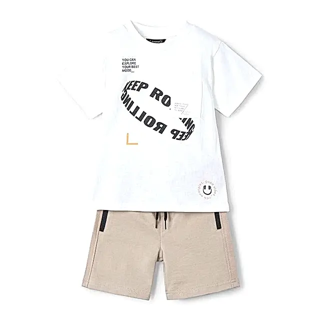 Mayoral Yazlık Erkek T-shirt Şort 2'li Set Beyaz