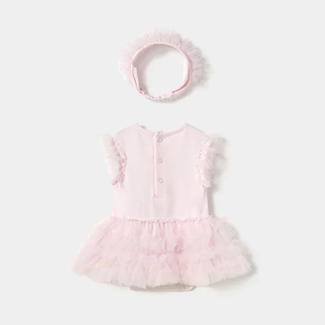 Mayoral Yazlık Kız Bebek Tütü Body Saç Bandı Set Pembe