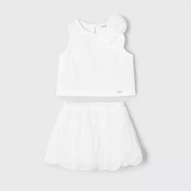 Mayoral Yazlık Kız Bluz Etek Set Ekru