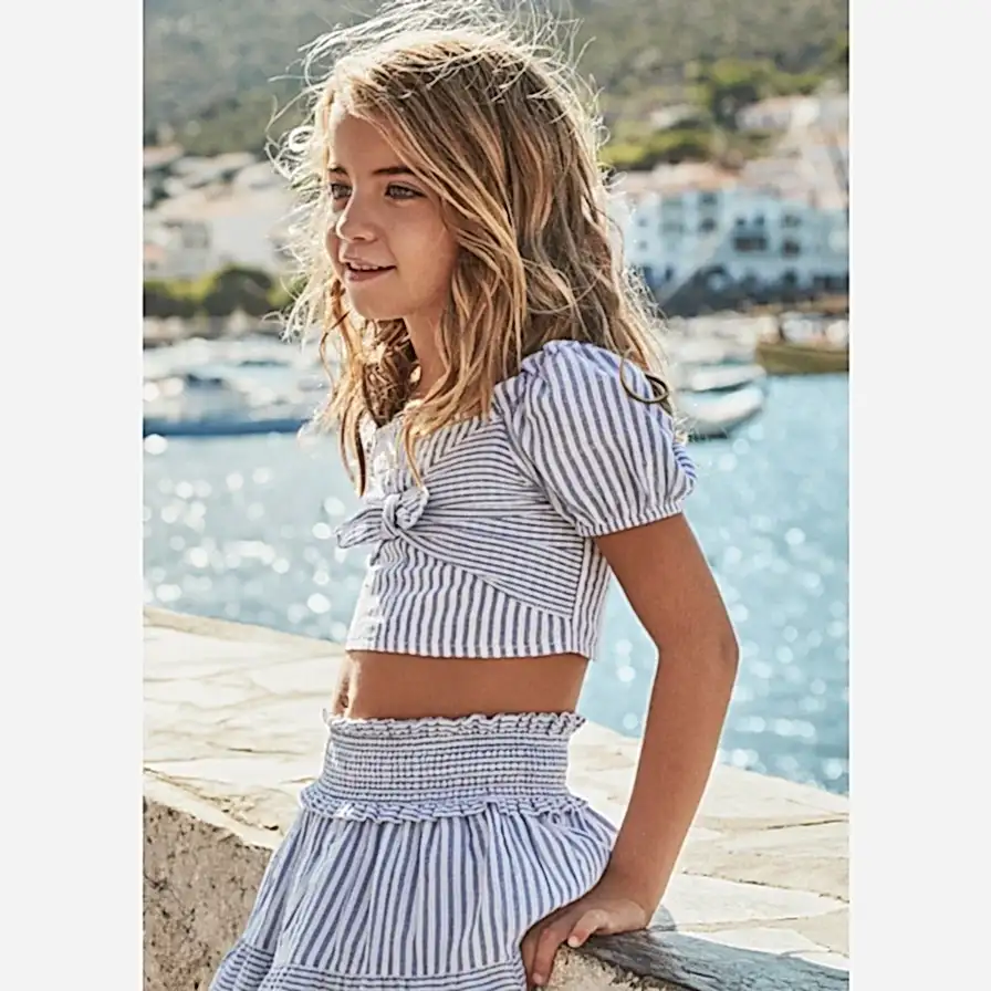 Mayoral Yazlık Kız Bluz Etek Set Mavi