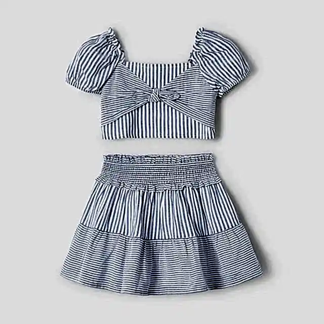 Mayoral Yazlık Kız Bluz Etek Set Mavi