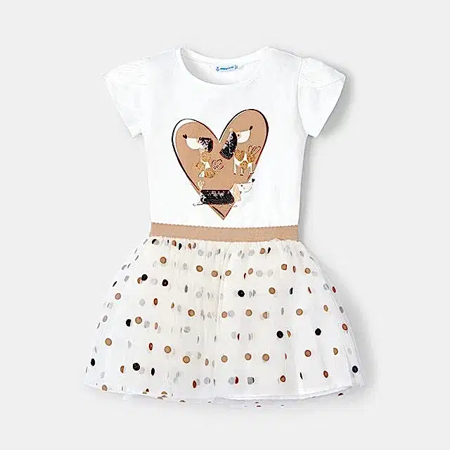 Mayoral Yazlık Kız Bluz Tül Etek Set Ekru