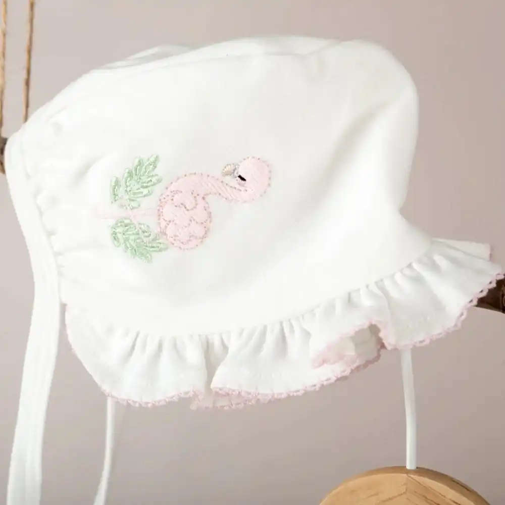 Mayys Baby Nazenin Flamingo Nakışlı Pembe Tığ işi Süslemeli Organik 8'li Hastane Çıkış Seti Krem