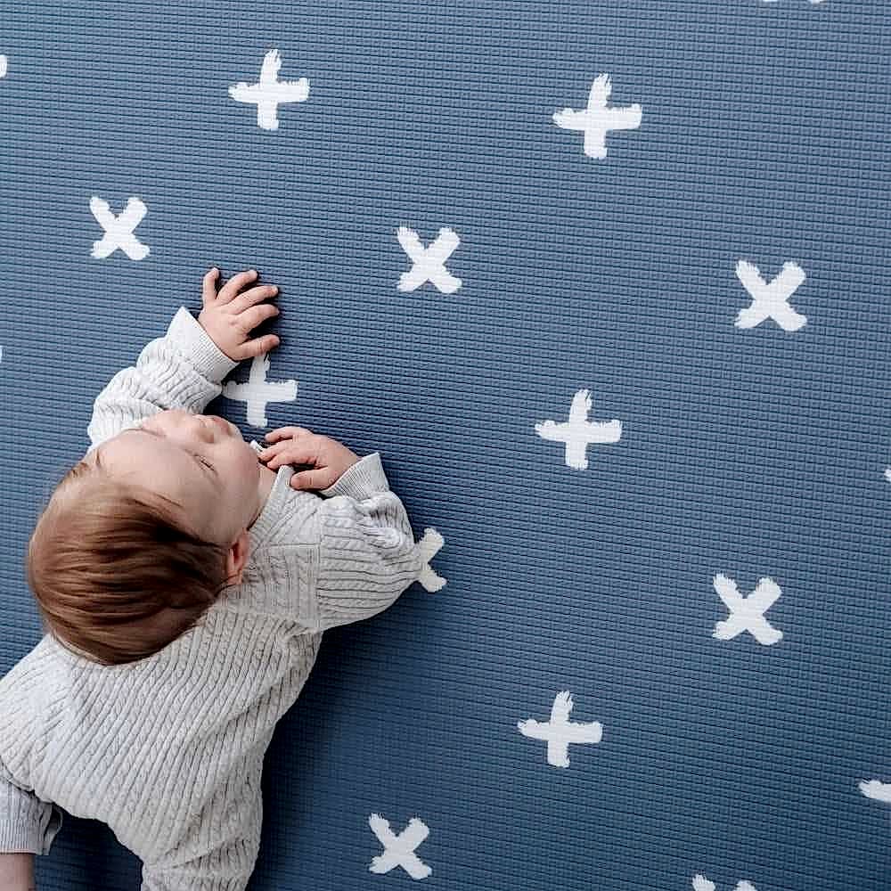 Mikro Australia Bebek Oyun Matı Blue Crosses - Yuvarlak