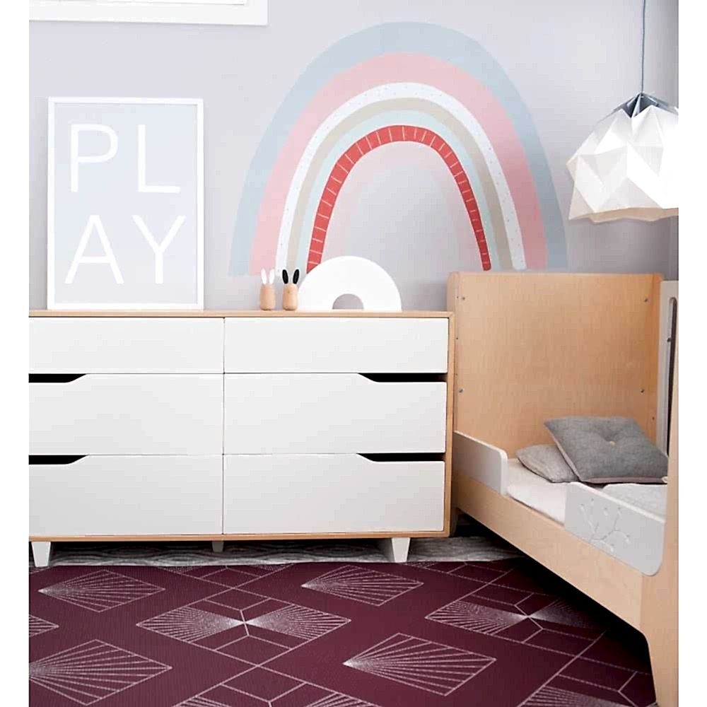 Mikro Australia Bebek Oyun Matı Burgundy Yuvarlak