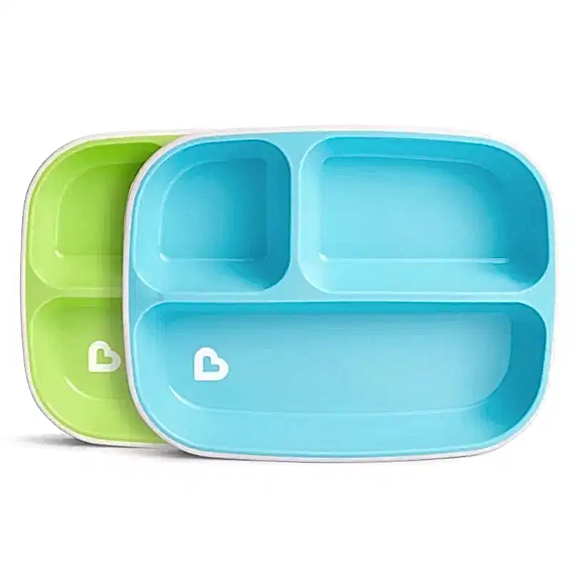 Munchkin Sıçrama Engelleyici Bölmeli Tabak Yeşil-Mavi