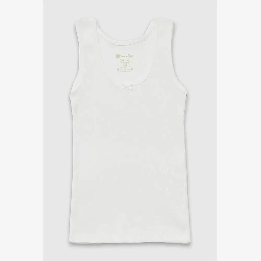 Natuline Organik Pamuklu Kız Çocuk Kaşkorse 2'li Atlet Beyaz