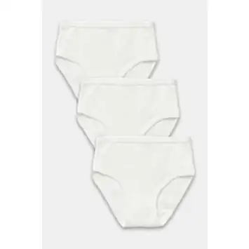 Natuline Organik Pamuklu Kız Çocuk Kroşatalı 3'lü Külot Beyaz