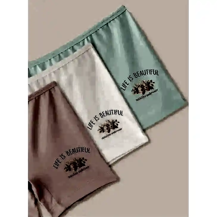 Natuline Organik Pamuklu Kız Çocuk Likralı 3 'lü Boxer- Beautifull Pembe