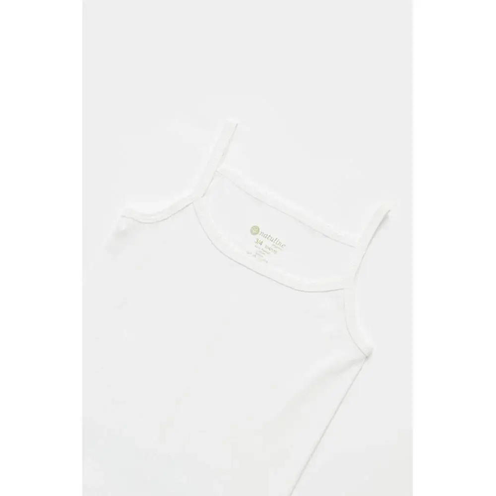 Natuline Organik Pamuklu Kız Çocuk Ribana İp Askılı 3 'lü Atlet Beyaz