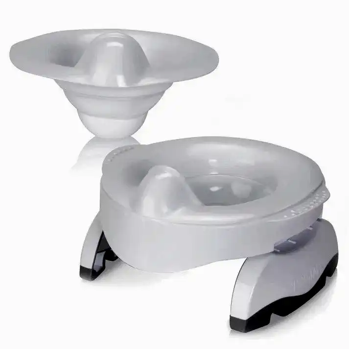 Potette Plus Portatif Lazımlık - Tuvalet Adaptörü Combo Paket White Gri Silikon Astarlı STD