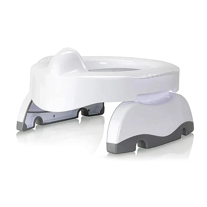 Potette Plus Portatif Lazımlık - Tuvalet Adaptörü Combo Paket White Gri Silikon Astarlı STD