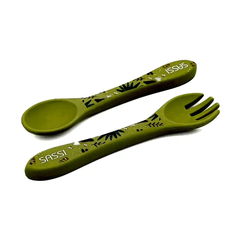 Sassi Superlab Silikon Çatal Kaşık Takımı - Güçlü Dinozor