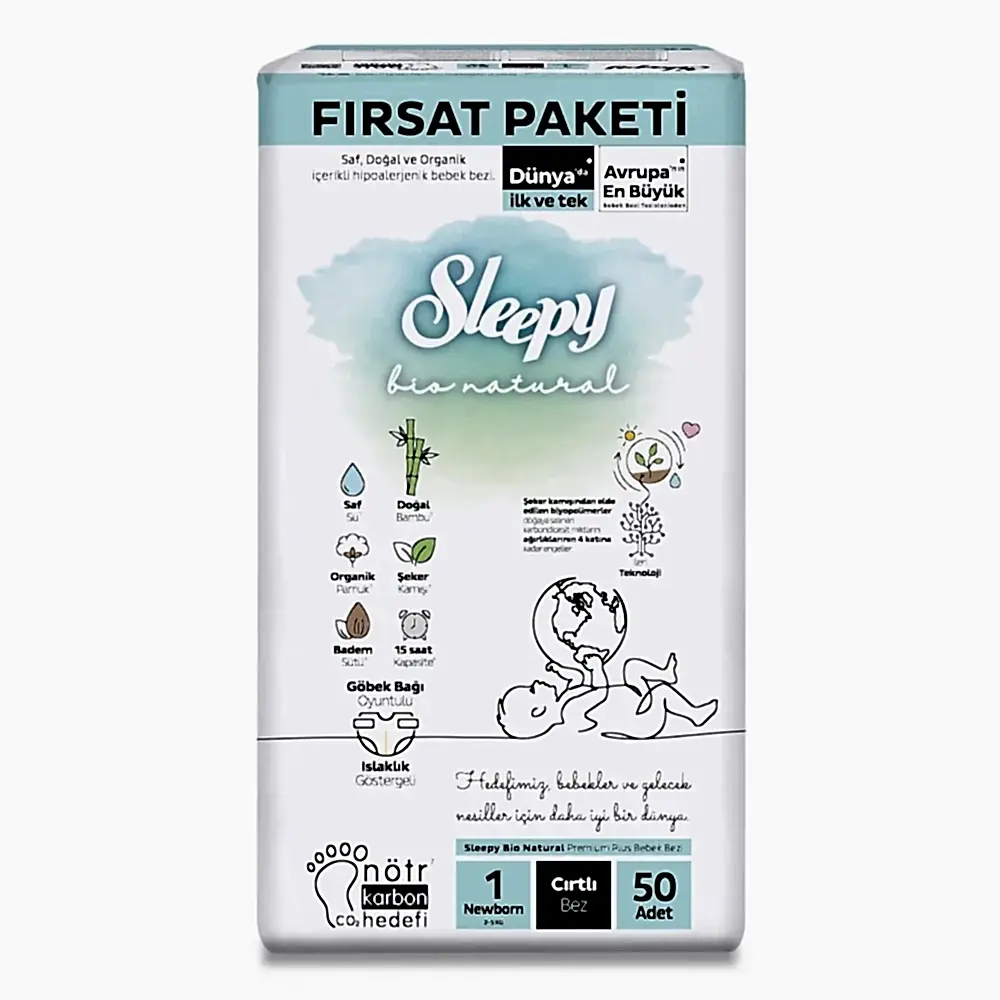 Sleepy Bio Natural No:1 Yenidoğan Bebek Bezi 50 Adet