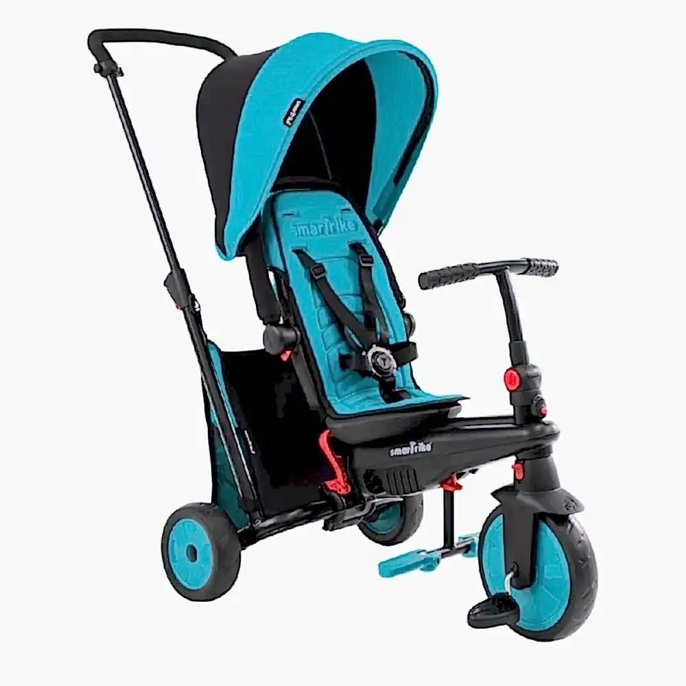 SmarTrike STR3 Plus 5’i 1 Arada Modüler Katlanabilir Bebek Arabası ve Üç Tekerlekli Bebek Bisikleti - Mavi