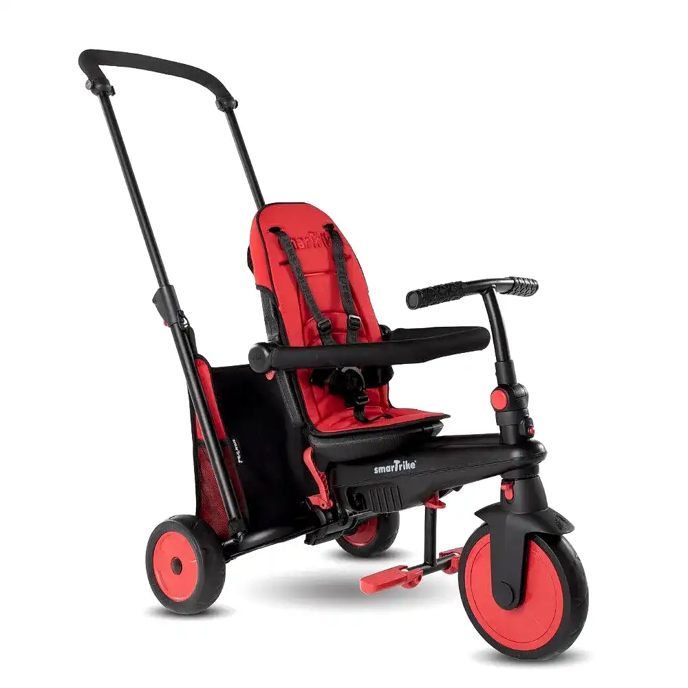 SmarTrike STR3 Plus 5’i 1 Arada Modüler Katlanabilir Bebek Arabası ve Üç Tekerlekli Bebek Bisikleti - Kırmızı