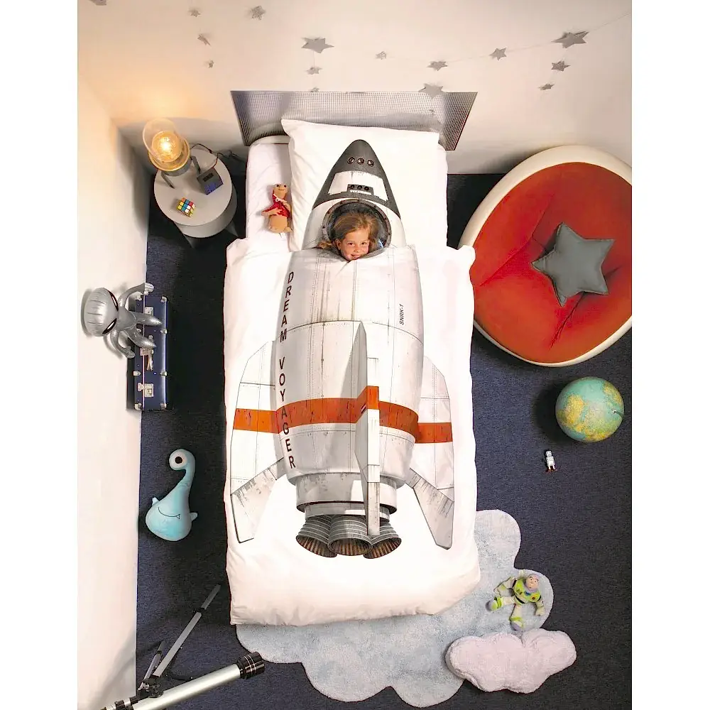 Snurk Nevresim Takımı 135*200 cm - Rocket Beyaz